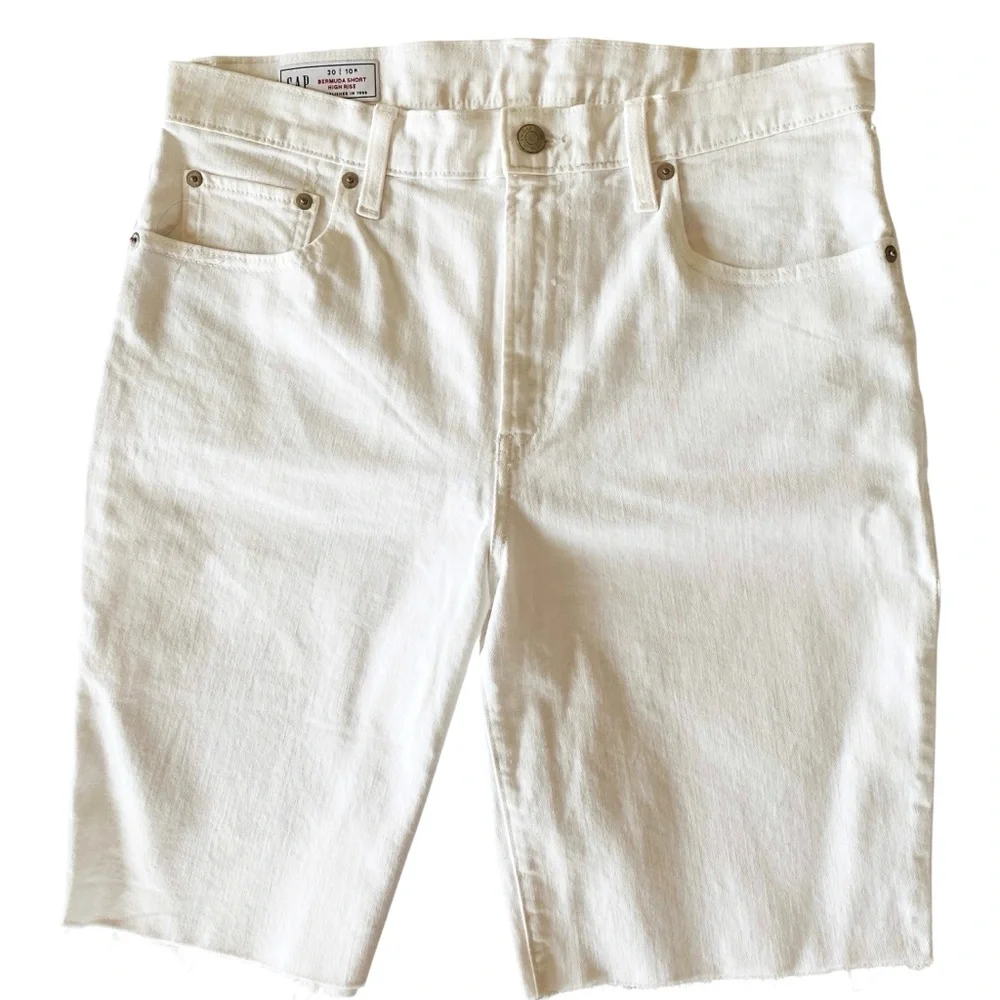 GAP Bermuda High Rise White Denim Jean Shorts 30/10r
